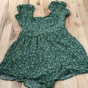 American Eagle Green Floral Romper